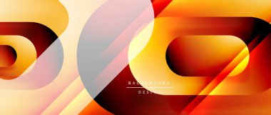 Çizgiler ve modern formlarla vektör geometrik arkaplan. Soyut yuvarlak şekiller, gölge ve ışık efektleri ile akışkan eğimli