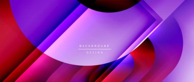 Çizgiler ve modern formlarla vektör geometrik arkaplan. Soyut yuvarlak şekiller, gölge ve ışık efektleri ile akışkan eğimli