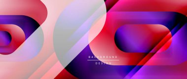 Çizgiler ve modern formlarla vektör geometrik arkaplan. Soyut yuvarlak şekiller, gölge ve ışık efektleri ile akışkan eğimli