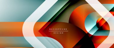 Çizgiler ve modern formlarla vektör geometrik arkaplan. Soyut yuvarlak şekiller, gölge ve ışık efektleri ile akışkan eğimli