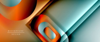 Çizgiler ve modern formlarla vektör geometrik arkaplan. Soyut yuvarlak şekiller, gölge ve ışık efektleri ile akışkan eğimli