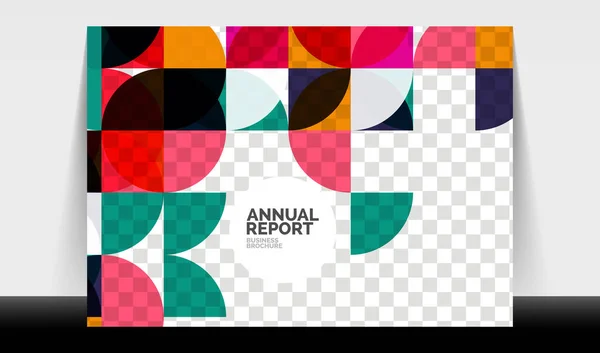 Orizzontale A4 business flyer modello di relazione annuale, cerchi e forme in stile triangolo design geometrico moderno per il layout della brochure, rivista o opuscolo — Vettoriale Stock