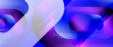 Çizgiler ve modern formlarla vektör geometrik arkaplan. Soyut yuvarlak şekiller, gölge ve ışık efektleri ile akışkan eğimli