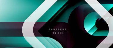 Çizgiler ve modern formlarla vektör geometrik arkaplan. Soyut yuvarlak şekiller, gölge ve ışık efektleri ile akışkan eğimli