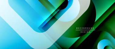 Çizgiler ve modern formlarla vektör geometrik arkaplan. Soyut yuvarlak şekiller, gölge ve ışık efektleri ile akışkan eğimli