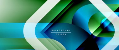 Çizgiler ve modern formlarla vektör geometrik arkaplan. Soyut yuvarlak şekiller, gölge ve ışık efektleri ile akışkan eğimli