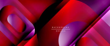 Çizgiler ve modern formlarla vektör geometrik arkaplan. Soyut yuvarlak şekiller, gölge ve ışık efektleri ile akışkan eğimli