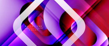 Çizgiler ve modern formlarla vektör geometrik arkaplan. Soyut yuvarlak şekiller, gölge ve ışık efektleri ile akışkan eğimli