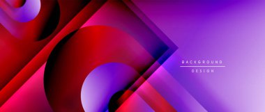 Çizgiler ve modern formlarla vektör geometrik arkaplan. Soyut yuvarlak şekiller, gölge ve ışık efektleri ile akışkan eğimli