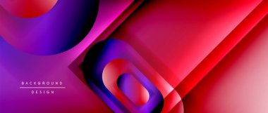 Çizgiler ve modern formlarla vektör geometrik arkaplan. Soyut yuvarlak şekiller, gölge ve ışık efektleri ile akışkan eğimli