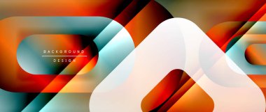 Çizgiler ve modern formlarla vektör geometrik arkaplan. Soyut yuvarlak şekiller, gölge ve ışık efektleri ile akışkan eğimli