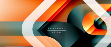 Çizgiler ve modern formlarla vektör geometrik arkaplan. Soyut yuvarlak şekiller, gölge ve ışık efektleri ile akışkan eğimli