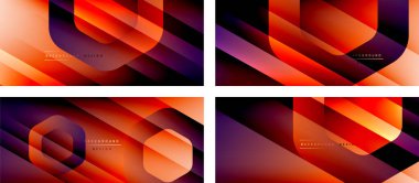 Altıgen geometrik şekiller ve 3D gölgesi ve düz çizgileri olan akışkan gradyanlar, asgari soyut arkaplan