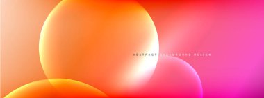 Vektör soyut arka plan sıvı baloncuk daireleri, gölgeler ve ışık efektleri ile sıvı gradyan. Metin için parlak tasarım şablonları