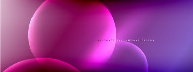 Vektör soyut arka plan sıvı baloncuk daireleri, gölgeler ve ışık efektleri ile sıvı gradyan. Metin için parlak tasarım şablonları