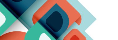 Soyut yuvarlak şekiller ve gölge efektleri tekrarlanan vektör modern geometrik arkaplan kümesi