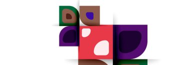 Soyut yuvarlak şekiller ve gölge efektleri tekrarlanan vektör modern geometrik arkaplan kümesi