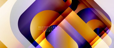 Çizgiler ve modern formlarla vektör geometrik arkaplan. Soyut yuvarlak şekiller, gölge ve ışık efektleri ile akışkan eğimli