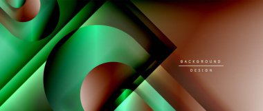 Çizgiler ve modern formlarla vektör geometrik arkaplan. Soyut yuvarlak şekiller, gölge ve ışık efektleri ile akışkan eğimli