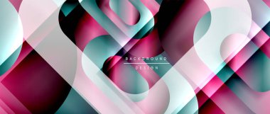 Çizgiler ve modern formlarla vektör geometrik arkaplan. Soyut yuvarlak şekiller, gölge ve ışık efektleri ile akışkan eğimli