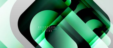 Çizgiler ve modern formlarla vektör geometrik arkaplan. Soyut yuvarlak şekiller, gölge ve ışık efektleri ile akışkan eğimli