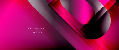 Çizgiler ve modern formlarla vektör geometrik arkaplan. Soyut yuvarlak şekiller, gölge ve ışık efektleri ile akışkan eğimli