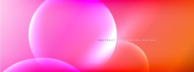 Vektör soyut arka plan sıvı baloncuk daireleri, gölgeler ve ışık efektleri ile sıvı gradyan. Metin için parlak tasarım şablonları