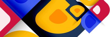 Soyut yuvarlak şekiller ve gölge efektleri tekrarlanan vektör modern geometrik arkaplan kümesi