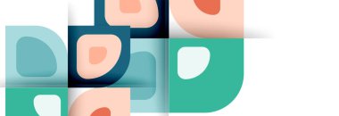 Soyut yuvarlak şekiller ve gölge efektleri tekrarlanan vektör modern geometrik arkaplan kümesi