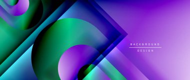 Çizgiler ve modern formlarla vektör geometrik arkaplan. Soyut yuvarlak şekiller, gölge ve ışık efektleri ile akışkan eğimli