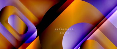 Çizgiler ve modern formlarla vektör geometrik arkaplan. Soyut yuvarlak şekiller, gölge ve ışık efektleri ile akışkan eğimli