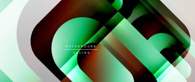 Çizgiler ve modern formlarla vektör geometrik arkaplan. Soyut yuvarlak şekiller, gölge ve ışık efektleri ile akışkan eğimli