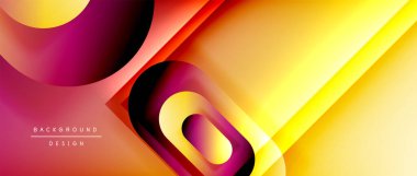 Çizgiler ve modern formlarla vektör geometrik arkaplan. Soyut yuvarlak şekiller, gölge ve ışık efektleri ile akışkan eğimli