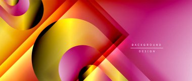 Çizgiler ve modern formlarla vektör geometrik arkaplan. Soyut yuvarlak şekiller, gölge ve ışık efektleri ile akışkan eğimli