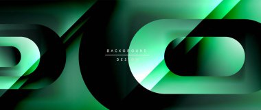 Çizgiler ve modern formlarla vektör geometrik arkaplan. Soyut yuvarlak şekiller, gölge ve ışık efektleri ile akışkan eğimli