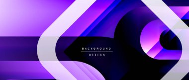 Çizgiler ve modern formlarla vektör geometrik arkaplan. Soyut yuvarlak şekiller, gölge ve ışık efektleri ile akışkan eğimli