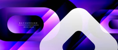 Çizgiler ve modern formlarla vektör geometrik arkaplan. Soyut yuvarlak şekiller, gölge ve ışık efektleri ile akışkan eğimli