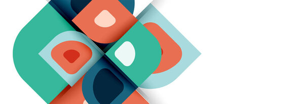 Set of vector modern geometric abstract backgrounds with repeating abstract round shapes patterns and shadow effects