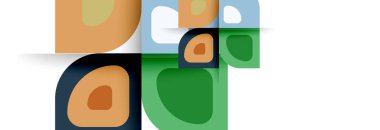 Soyut yuvarlak şekiller ve gölge efektleri tekrarlanan vektör modern geometrik arkaplan kümesi