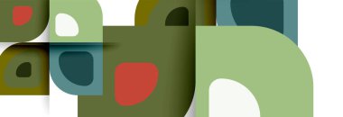 Soyut yuvarlak şekiller ve gölge efektleri tekrarlanan vektör modern geometrik arkaplan kümesi