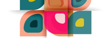 Soyut yuvarlak şekiller ve gölge efektleri tekrarlanan vektör modern geometrik arkaplan kümesi