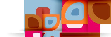 Soyut yuvarlak şekiller ve gölge efektleri tekrarlanan vektör modern geometrik arkaplan kümesi