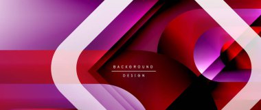 Çizgiler ve modern formlarla vektör geometrik arkaplan. Soyut yuvarlak şekiller, gölge ve ışık efektleri ile akışkan eğimli