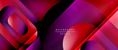 Çizgiler ve modern formlarla vektör geometrik arkaplan. Soyut yuvarlak şekiller, gölge ve ışık efektleri ile akışkan eğimli