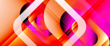 Çizgiler ve modern formlarla vektör geometrik arkaplan. Soyut yuvarlak şekiller, gölge ve ışık efektleri ile akışkan eğimli