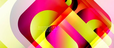 Çizgiler ve modern formlarla vektör geometrik arkaplan. Soyut yuvarlak şekiller, gölge ve ışık efektleri ile akışkan eğimli