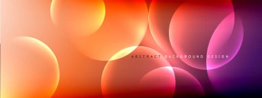 Vektör soyut arka plan sıvı baloncuk daireleri, gölgeler ve ışık efektleri ile sıvı gradyan. Metin için parlak tasarım şablonları