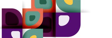 Soyut yuvarlak şekiller ve gölge efektleri tekrarlanan vektör modern geometrik arkaplan kümesi