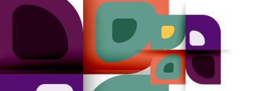 Soyut yuvarlak şekiller ve gölge efektleri tekrarlanan vektör modern geometrik arkaplan kümesi