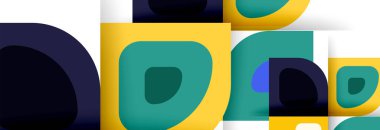 Soyut yuvarlak şekiller ve gölge efektleri tekrarlanan vektör modern geometrik arkaplan kümesi